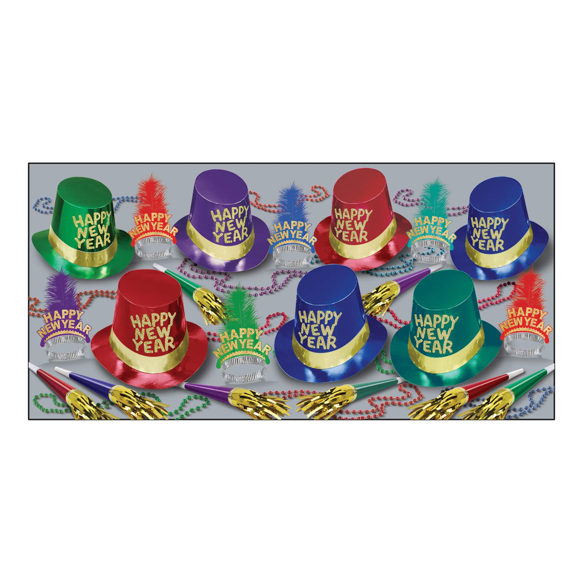 Beistle Gold Coast New Year Party Favor Kit for 50